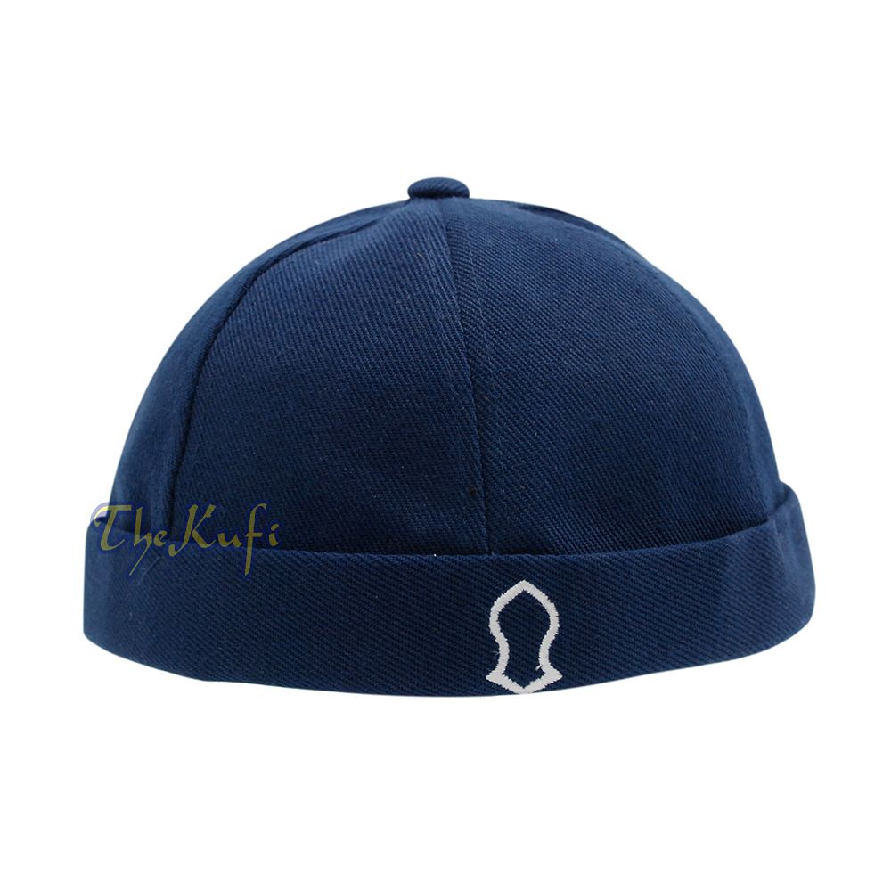 Muslim brimless Baseball Cap – Rasulullah Sandal Navy Blue Kufi One-Size Adjustable Muslim Hat