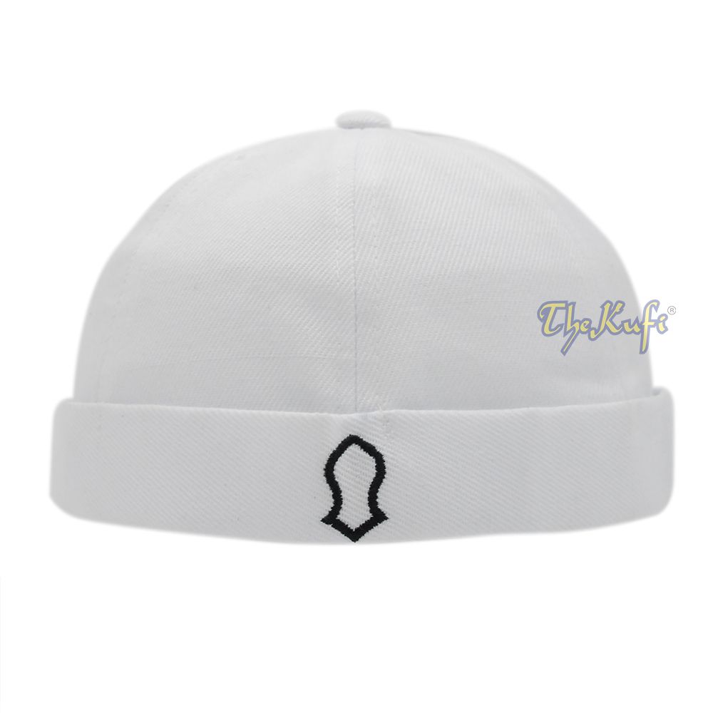 Muslim brimless Baseball Cap – White Rasulullah Sandal Nalain Kufi One-Size Adjustable Muslim Hat