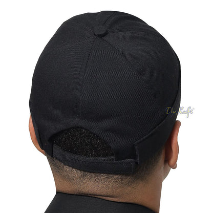 Black brimless Baseball Cap Adjustable Strap & Velcro