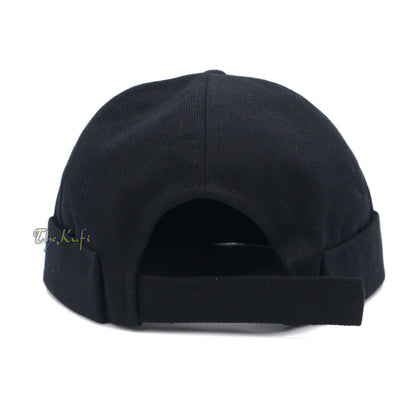 Black brimless Baseball Cap Adjustable Strap & Velcro
