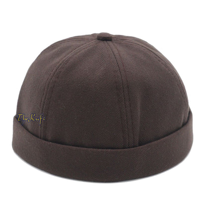Brown brimless Baseball Cap Adjustable Strap & Velcro