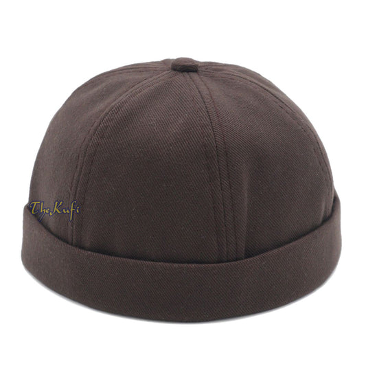 Brown brimless Baseball Cap Adjustable Strap & Velcro