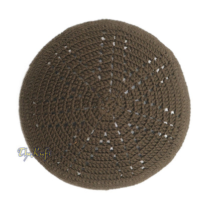 Dark Green Hand-Crocheted Durable Cotton Kufi Hat Cap with White Design