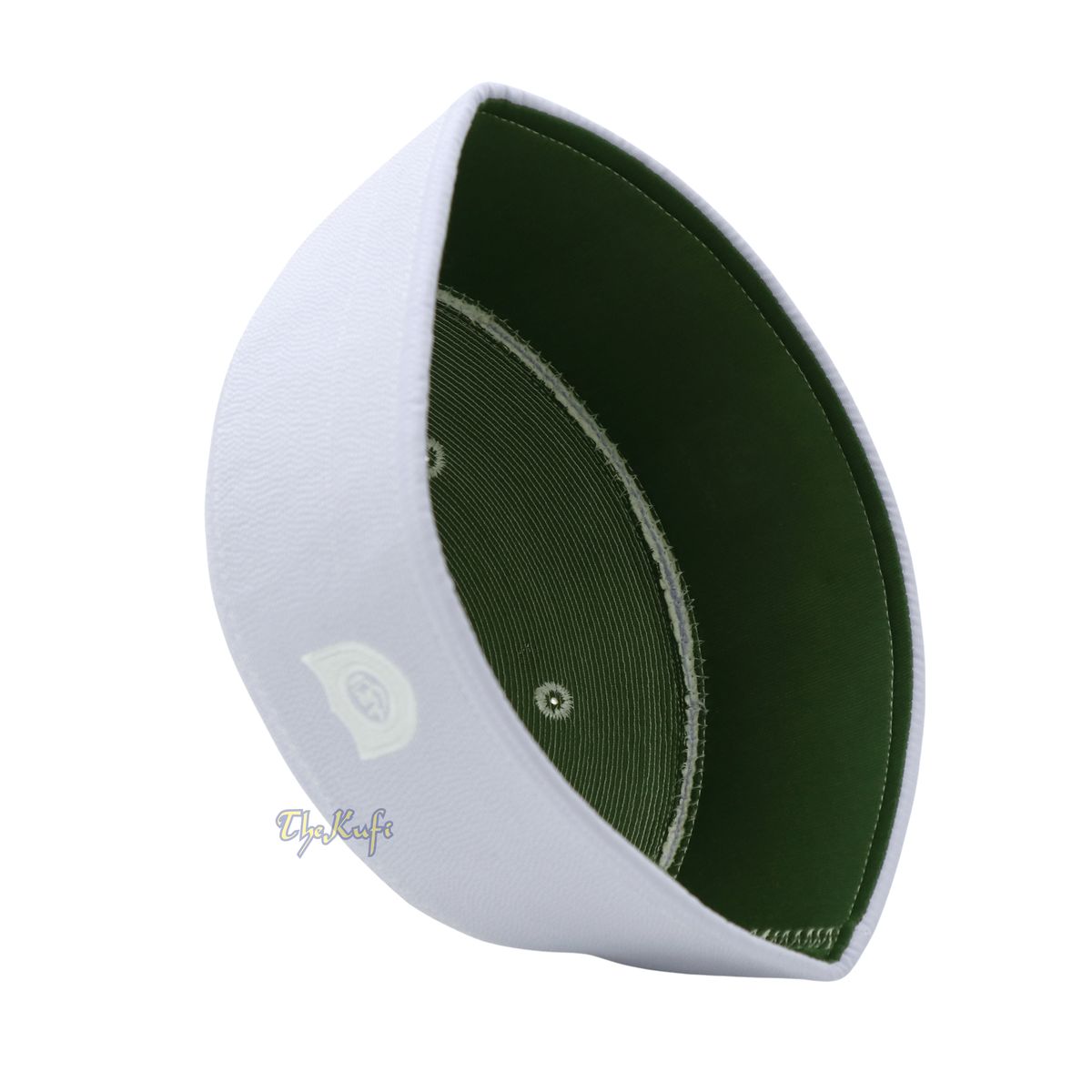 Malaysian-Style Muslim Kufi Hat – White Rigid Stitched Oval Peci Islamic Cap 3-inch Tall Kopiah