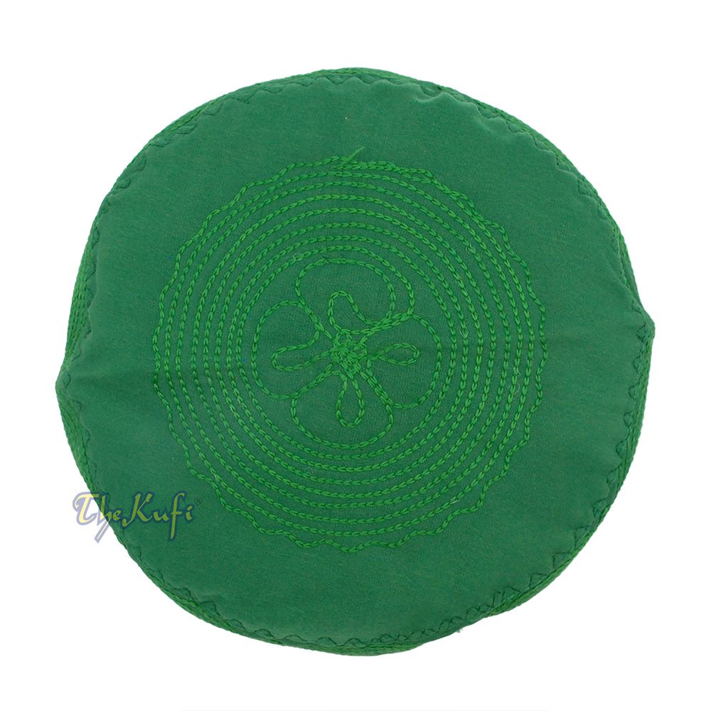 Green Madinah Kufi | Embroidered Mix Fabric Muslim Takke Peci Kofia Hat