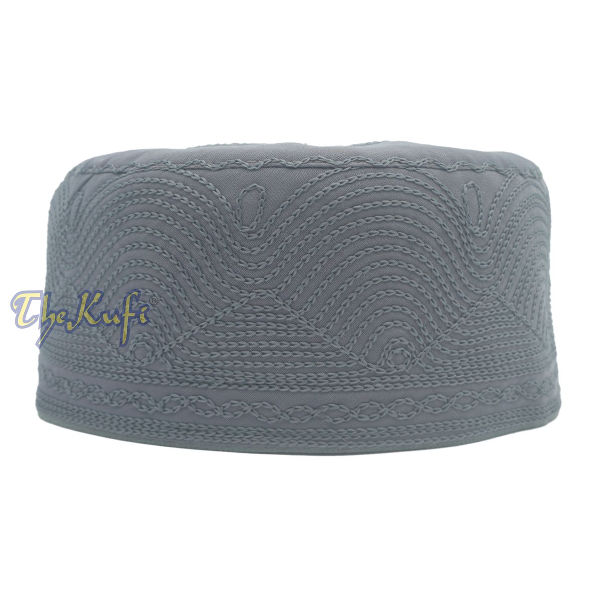 Dark Gray Madinah Kufi | Mix Fabric Embroidered 3-inch Islamic Cap Hat