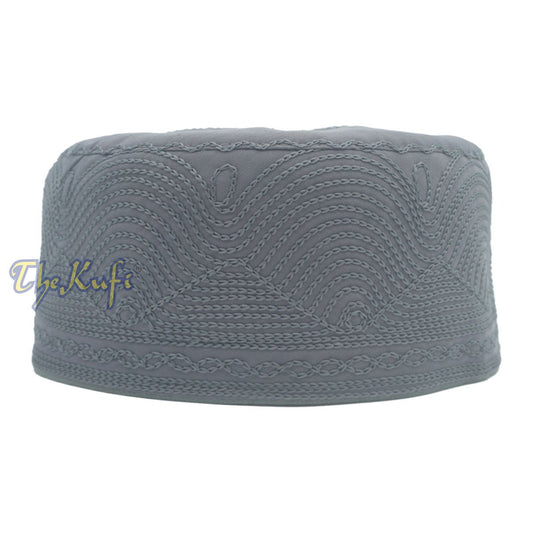 Dark Gray Madinah Kufi | Mix Fabric Embroidered 3-inch Islamic Cap Hat