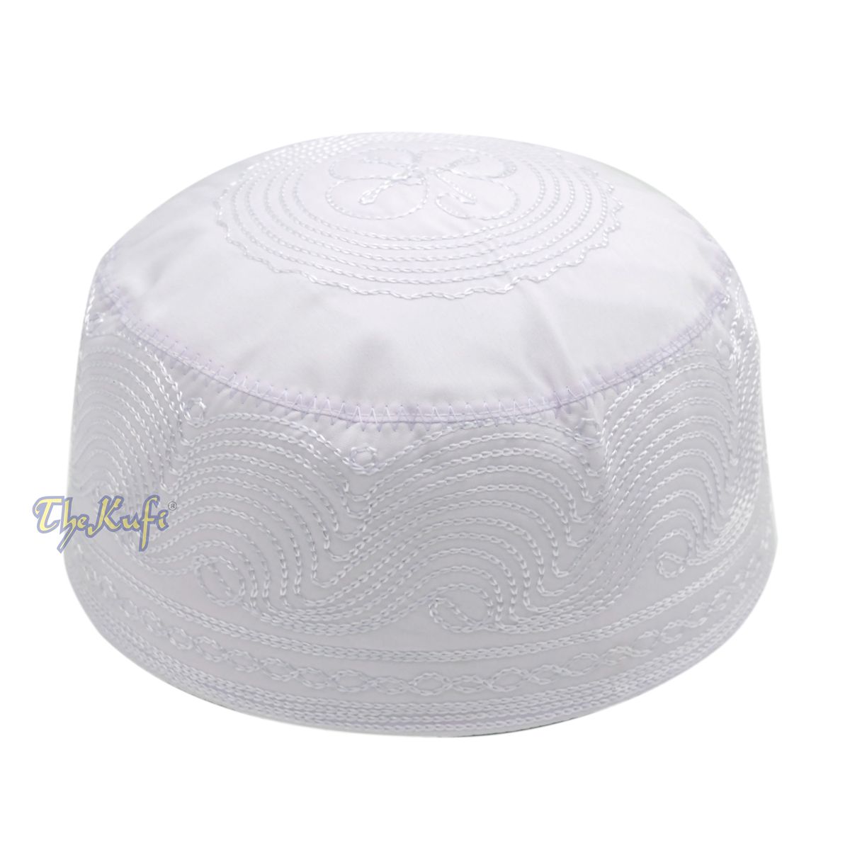 Buy 1 Get 1 Free! White Madinah Kufi | Embroidered Mix Fabric 3-inch Muslim Hat