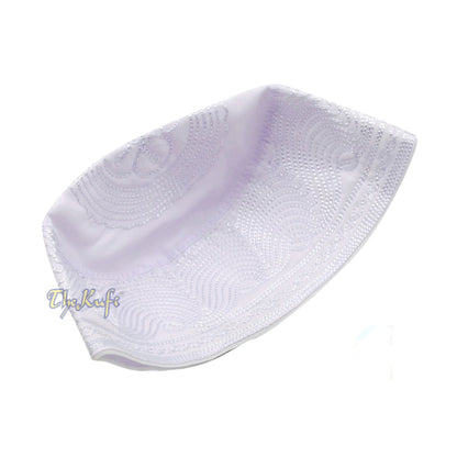 Buy 1 Get 1 Free! White Madinah Kufi | Embroidered Mix Fabric 3-inch Muslim Hat