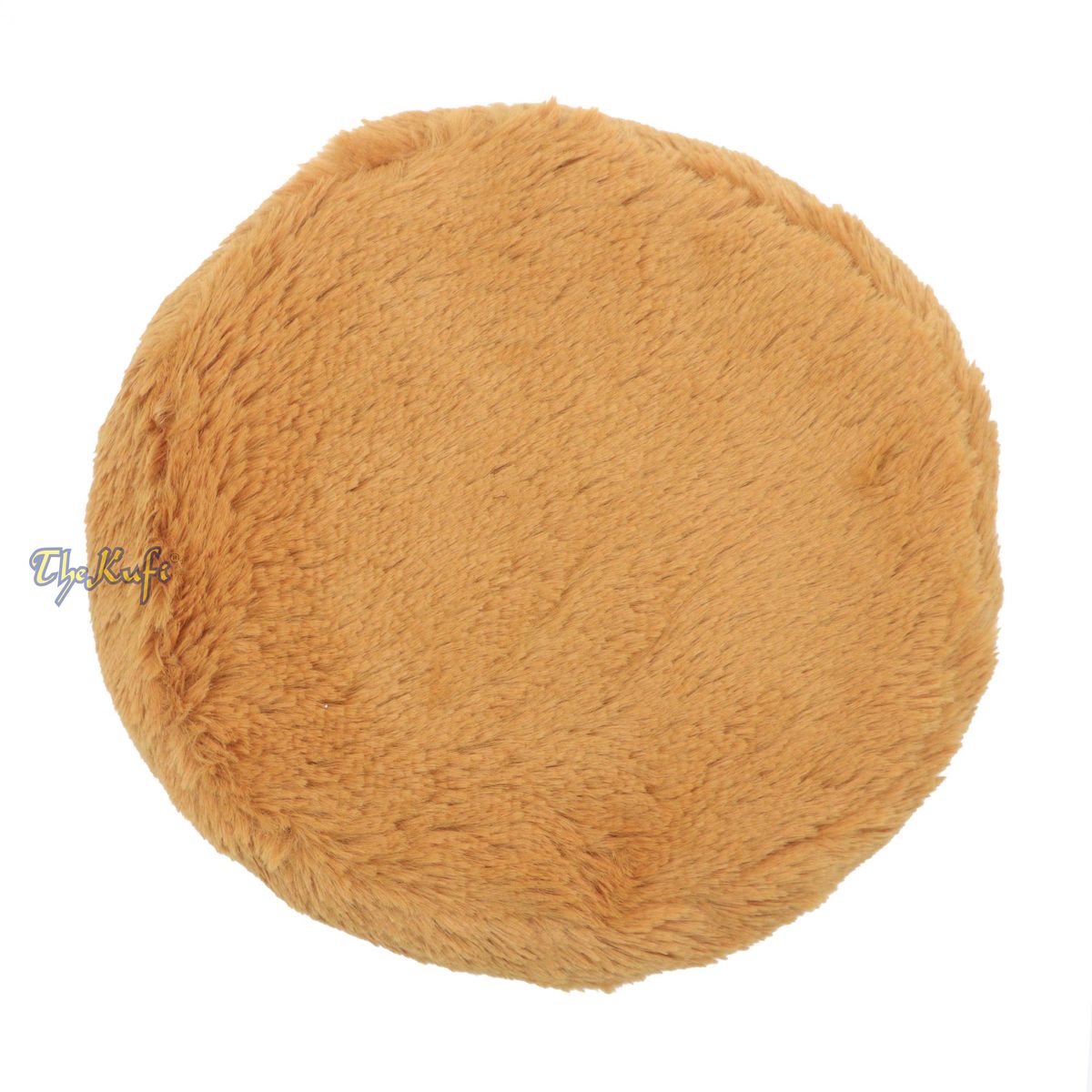 Golden Brown Winter Kufi Faux Fur Warm Chechen Uzbeki Style Islamic Hat Plush One-Size Medium-Large Stretchy 4-inch Tall Head Cover Muslim