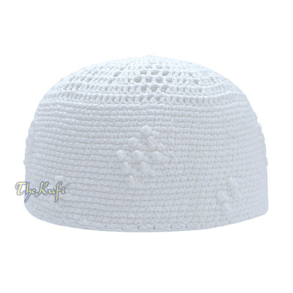 Plain White Hand-Crocheted Cotton Kufi Hat