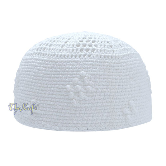 Plain White Hand-Crocheted Cotton Kufi Hat