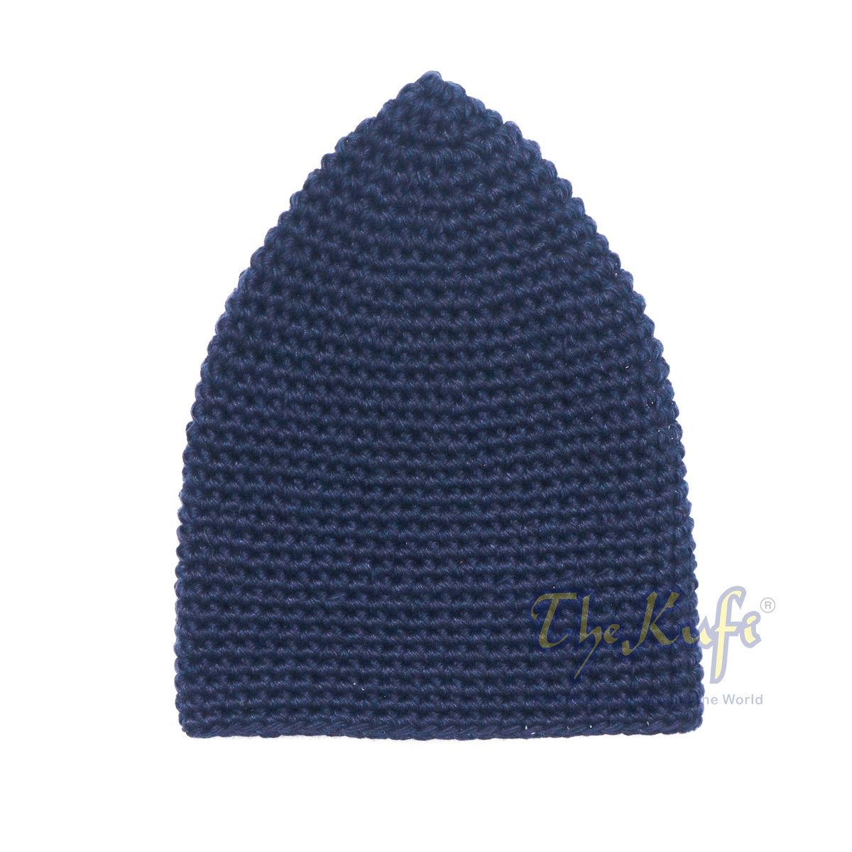 Plain Dark Navy Blue Hand-Crocheted 100% Cotton Kufi Hat Fits Most Design and Comfortable Fit