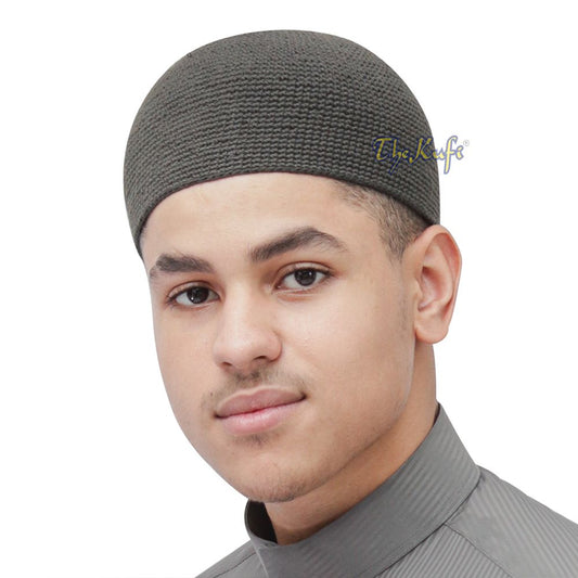 Graphite Hand-Crocheted 100% Cotton Kufi Hat Design and Comfortable Fit