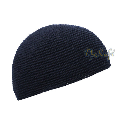Cotton Kufi Skull Cap – Extra Dark Blue Hand-crocheted Comfortable Fit Muslim Fashion