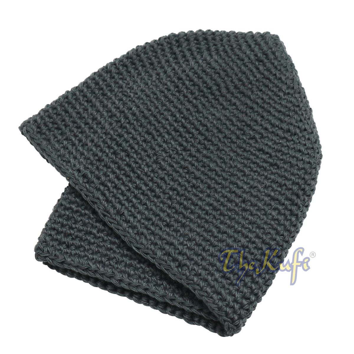 Cotton Kufi Skull Cap – Dark Gray Hand-Crocheted 100% Cotton Head Cover By