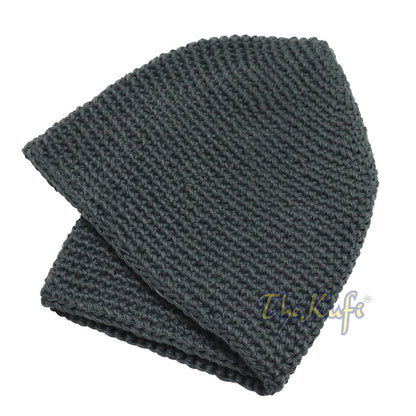 Cotton Kufi Skull Cap – Dark Gray Hand-Crocheted 100% Cotton Head Cover By