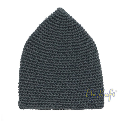 Cotton Kufi Skull Cap – Dark Gray Hand-Crocheted 100% Cotton Head Cover By