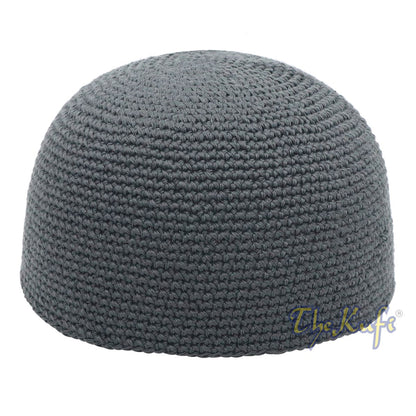 Cotton Kufi Skull Cap – Dark Gray Hand-Crocheted 100% Cotton Head Cover By