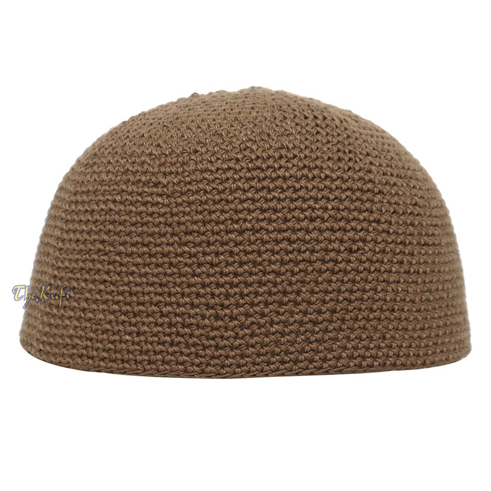 Plain Dark Khaki Hand-Crocheted 100% Cotton Kufi Hat -Design and Comfortable Fit