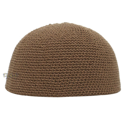 Plain Dark Khaki Hand-Crocheted 100% Cotton Kufi Hat -Design and Comfortable Fit