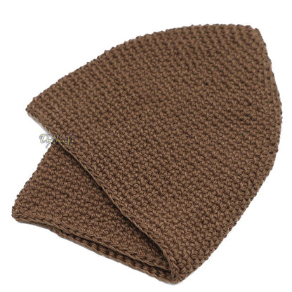 Plain Dark Khaki Hand-Crocheted 100% Cotton Kufi Hat -Design and Comfortable Fit