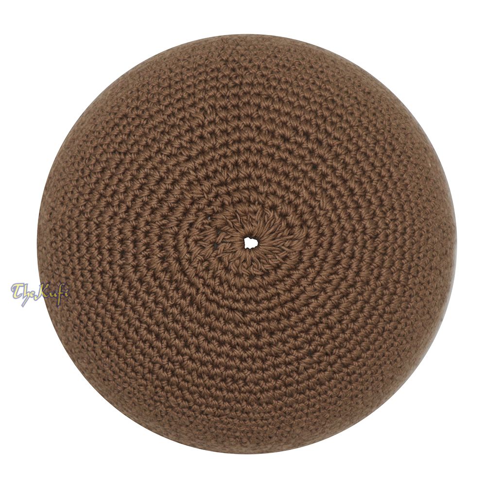 Plain Dark Khaki Hand-Crocheted 100% Cotton Kufi Hat -Design and Comfortable Fit