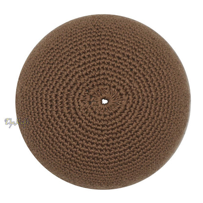 Plain Dark Khaki Hand-Crocheted 100% Cotton Kufi Hat -Design and Comfortable Fit