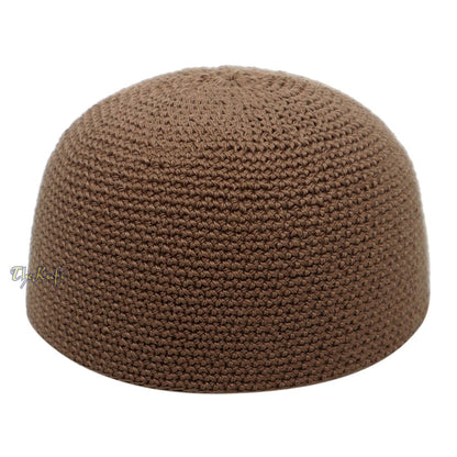 Plain Dark Khaki Hand-Crocheted 100% Cotton Kufi Hat -Design and Comfortable Fit