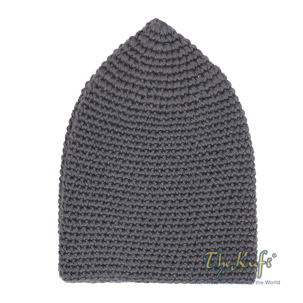Plain Gray Hand-Crocheted 100% Cotton Kufi Hat Design and Comfortable Fit