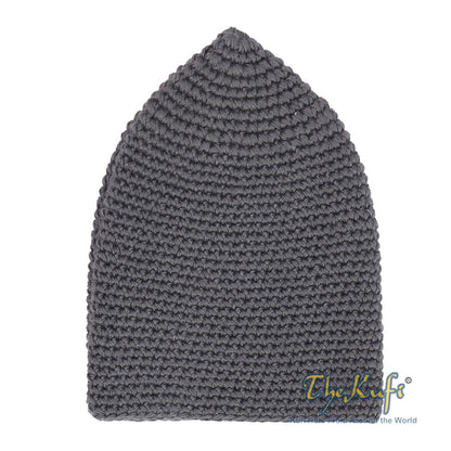 Plain Gray Hand-Crocheted 100% Cotton Kufi Hat Design and Comfortable Fit