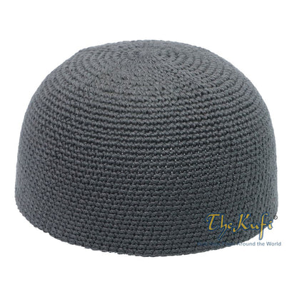 Plain Gray Hand-Crocheted 100% Cotton Kufi Hat Design and Comfortable Fit