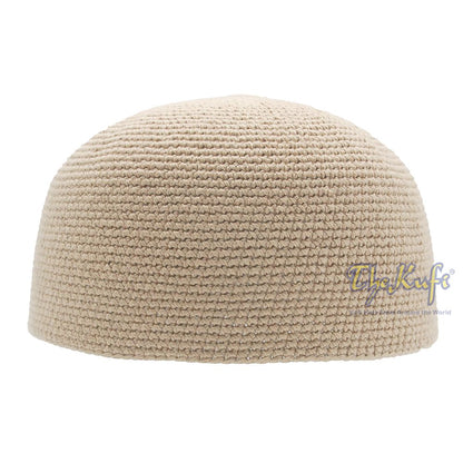 Plain Khaki Hand-Crocheted 100% Cotton Kufi Hat Design and Comfortable Fit
