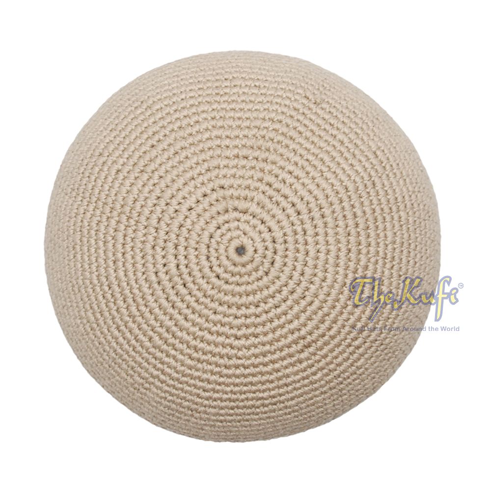 Plain Khaki Hand-Crocheted 100% Cotton Kufi Hat Design and Comfortable Fit