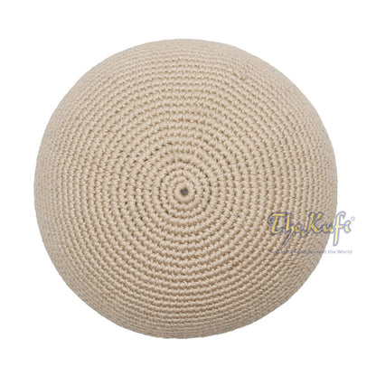Plain Khaki Hand-Crocheted 100% Cotton Kufi Hat Design and Comfortable Fit
