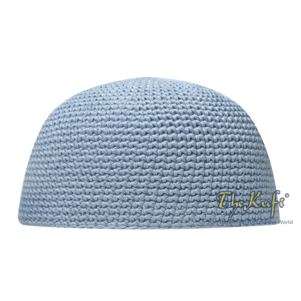 Plain Baby Blue Hand-Crocheted 100% Cotton Kufi Hat Design and Comfortable Fit
