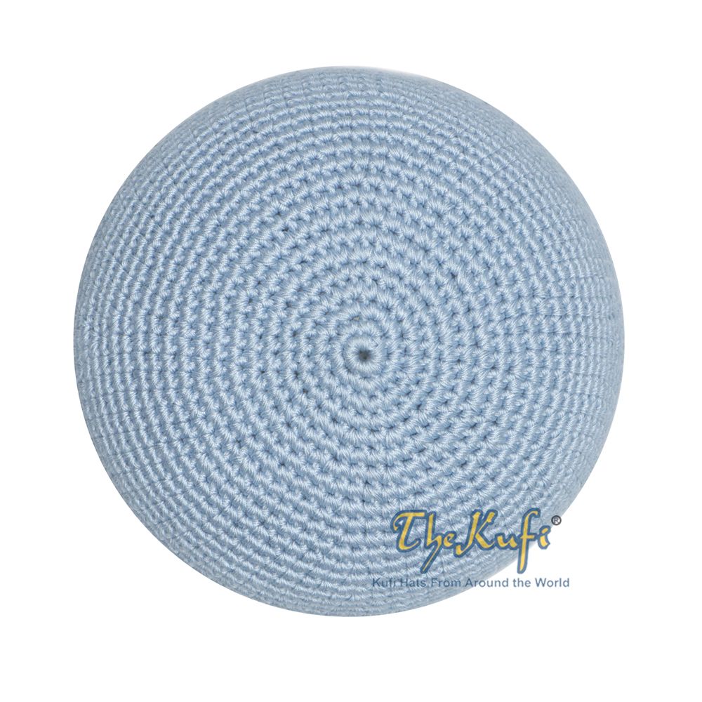 Plain Baby Blue Hand-Crocheted 100% Cotton Kufi Hat Design and Comfortable Fit