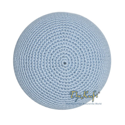 Plain Baby Blue Hand-Crocheted 100% Cotton Kufi Hat Design and Comfortable Fit