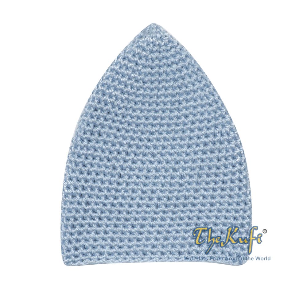 Plain Baby Blue Hand-Crocheted 100% Cotton Kufi Hat Design and Comfortable Fit