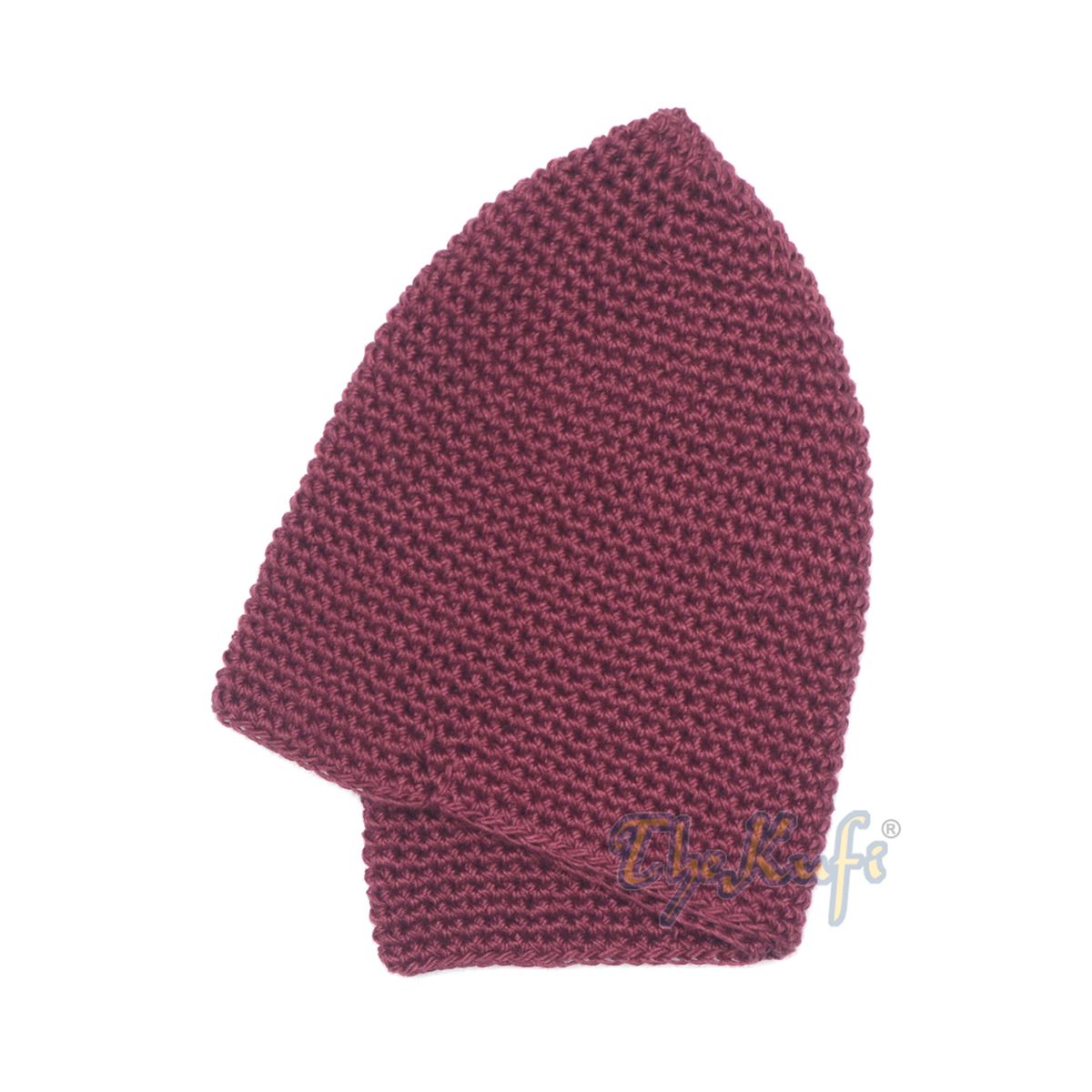 Plain Burgundy Hand-Crocheted 100% Cotton Kufi Hat Design and Comfortable Fit