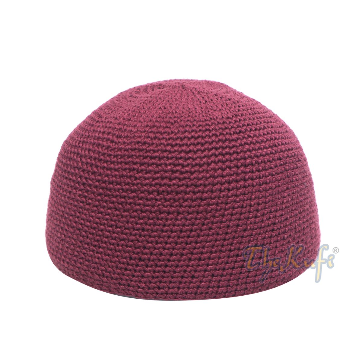 Plain Burgundy Hand-Crocheted 100% Cotton Kufi Hat Design and Comfortable Fit