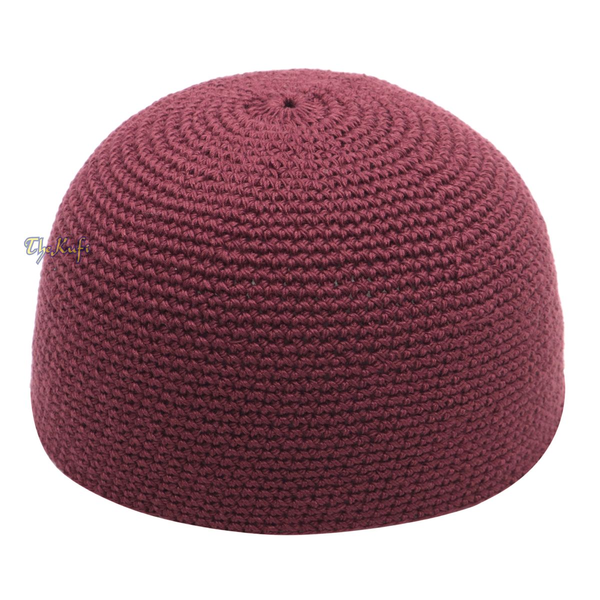 Plain Burgundy Hand-Crocheted 100% Cotton Kufi Hat Design and Comfortable Fit