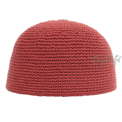 Plain Dark Red Hand-Crocheted 100% Cotton Kufi Hat Design and Comfortable Fit