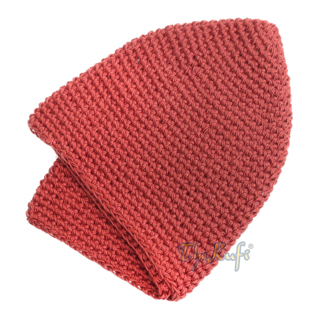 Plain Dark Red Hand-Crocheted 100% Cotton Kufi Hat Design and Comfortable Fit