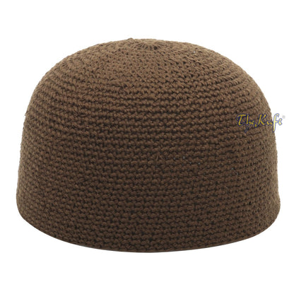 Plain Extra Dark Brown Hand-Crocheted 100% Cotton Kufi Hat Design and Comfortable Fit