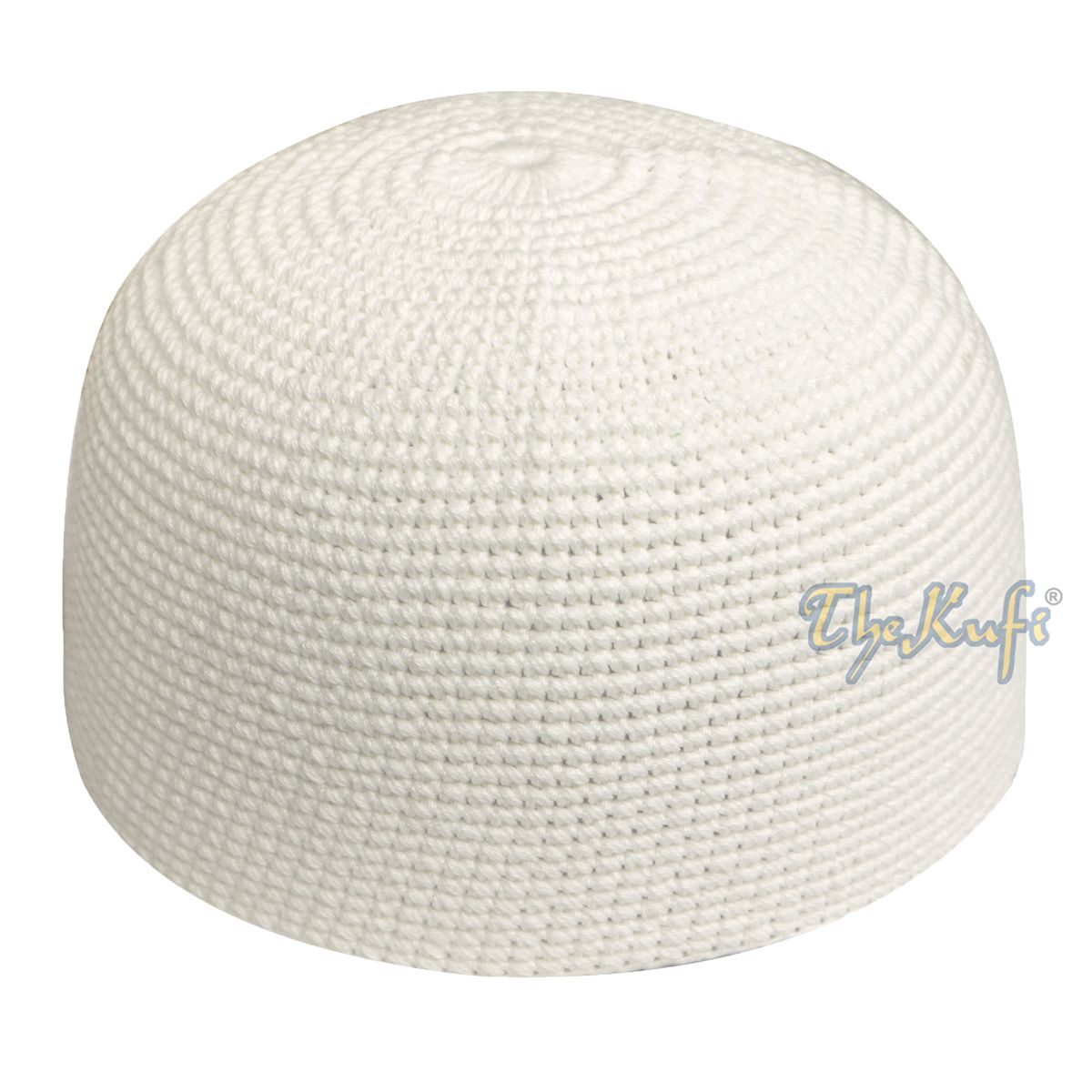 Plain Off-White Hand-Crocheted 100% Cotton Kufi Hat Design and Comfortable Fit