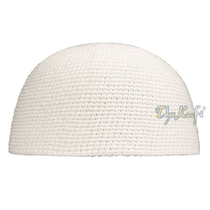 Plain Off-White Hand-Crocheted 100% Cotton Kufi Hat Design and Comfortable Fit