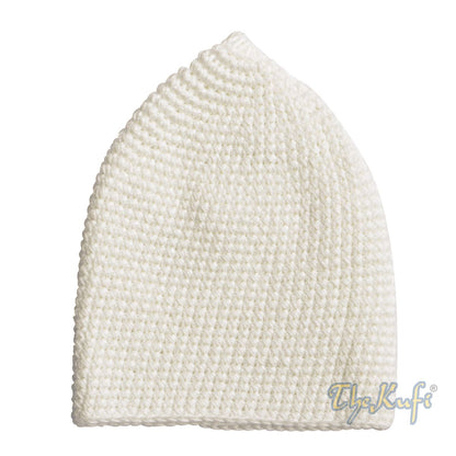 Plain Off-White Hand-Crocheted 100% Cotton Kufi Hat Design and Comfortable Fit