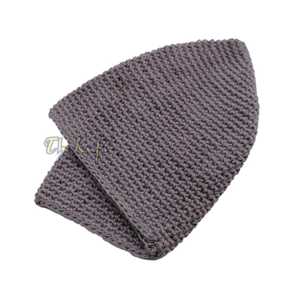Graphite Gray Hand-Crocheted 100% Cotton Kufi Hat Design and Comfortable Fit