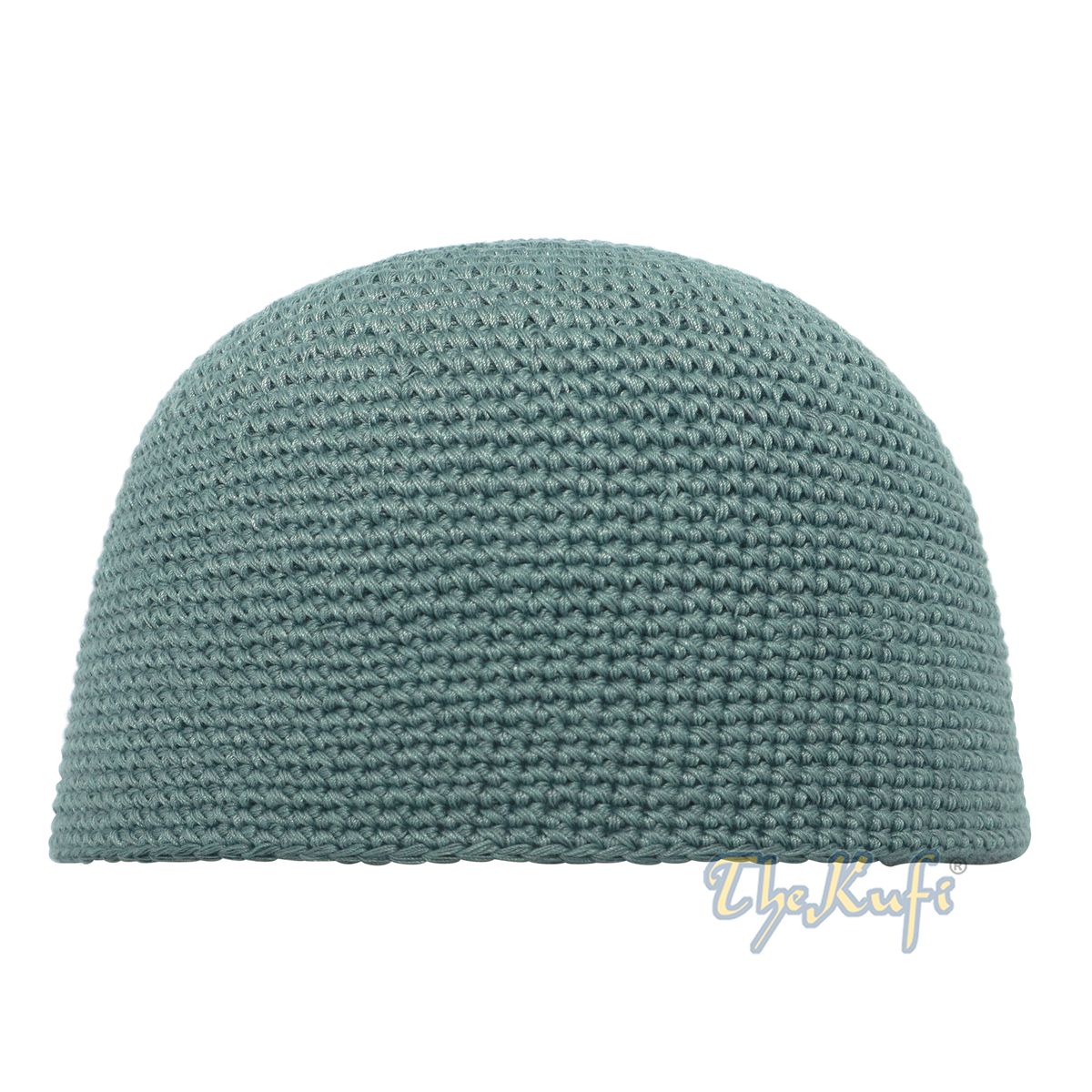 Plain Light Khaki Green Hand-Crocheted 100% Cotton Kufi Hat Design and Comfortable Fit